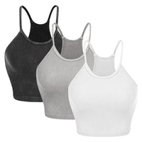 Women's 3 Pack Ribbed Crop Tank Tops, Sleeveless - image 7