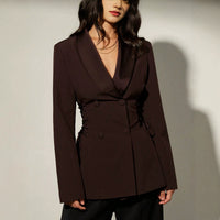 Women's Dark Brown Slim Fit Blazer - image 1