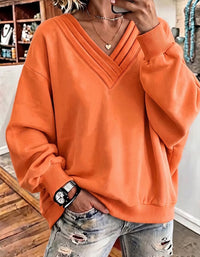 Women's Loose V-Neck Brushed Hoodie - image 8