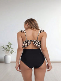 Leopard Print Ruffle Hem High-Waist Bikini Set - image 4