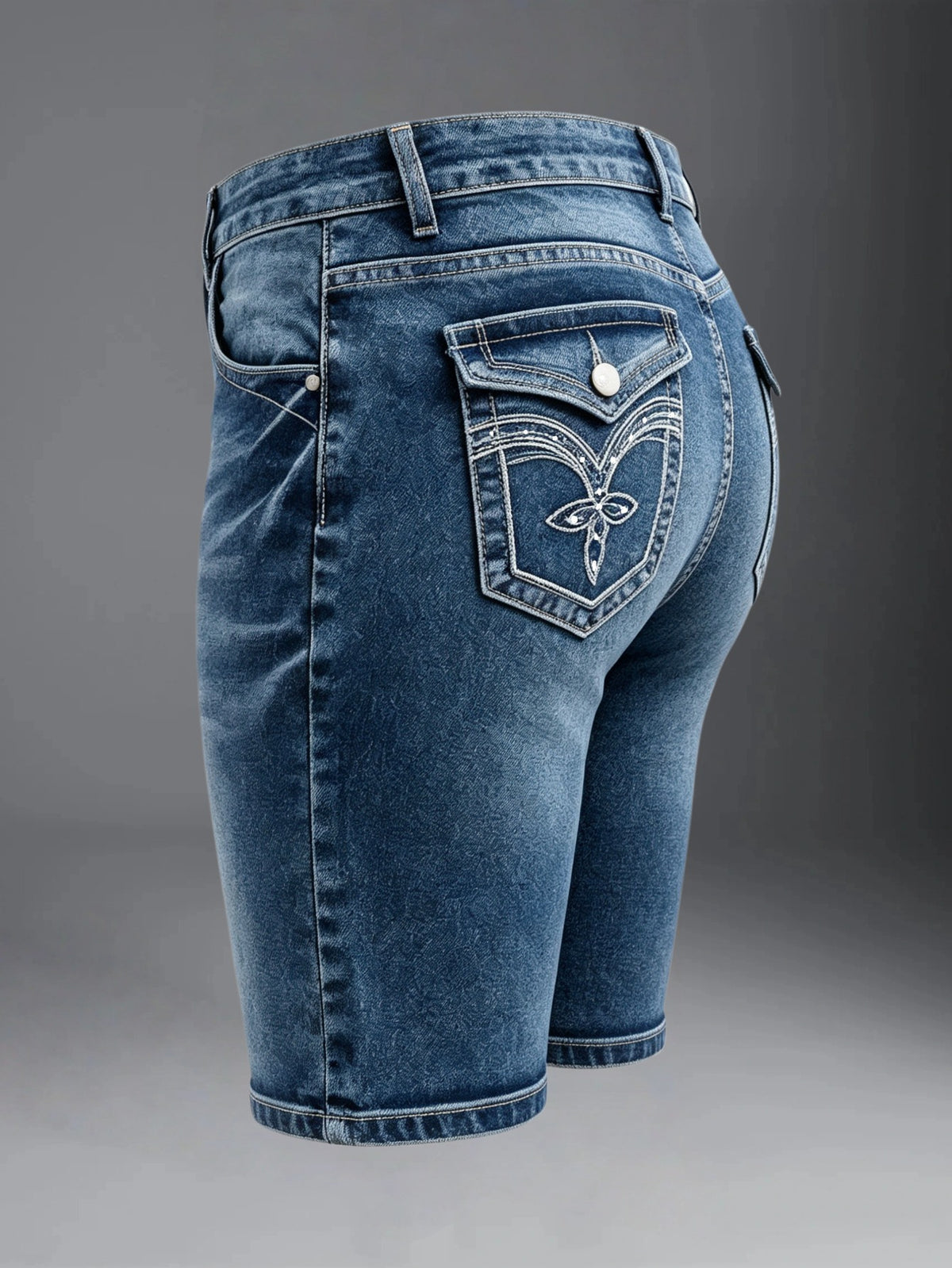 Bermudas de mezclilla elástica de tiro alto - image 5