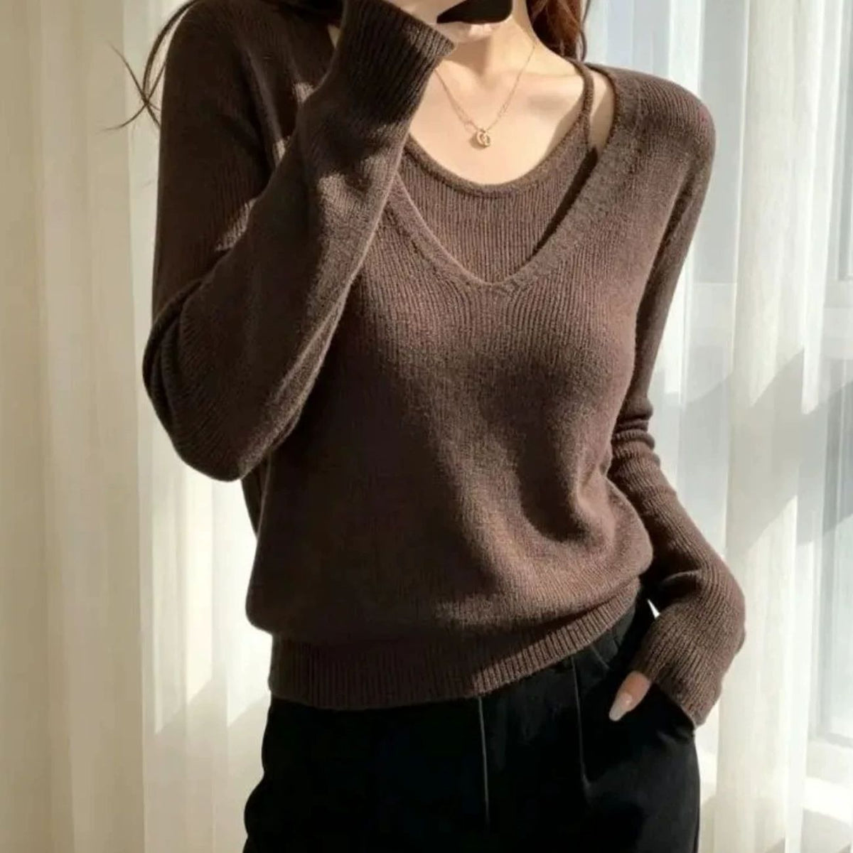 Women's Long Sleeve Knit Base Layer Sweater - image 4