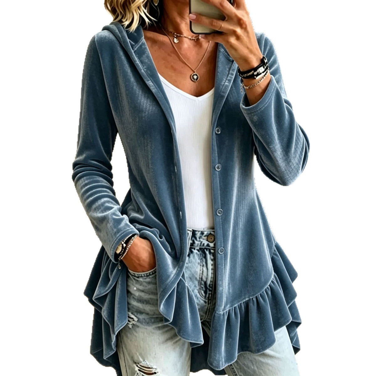 Women's Hooded Button Front Cardigan - image 5