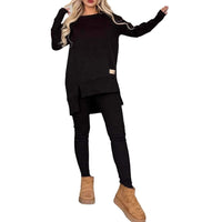 Women's Slit Long Sleeve Top And Trousers Suit - image 5