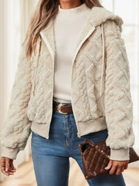 Zip Up Drop Shoulder Hooded Teddy Jacket - image 1