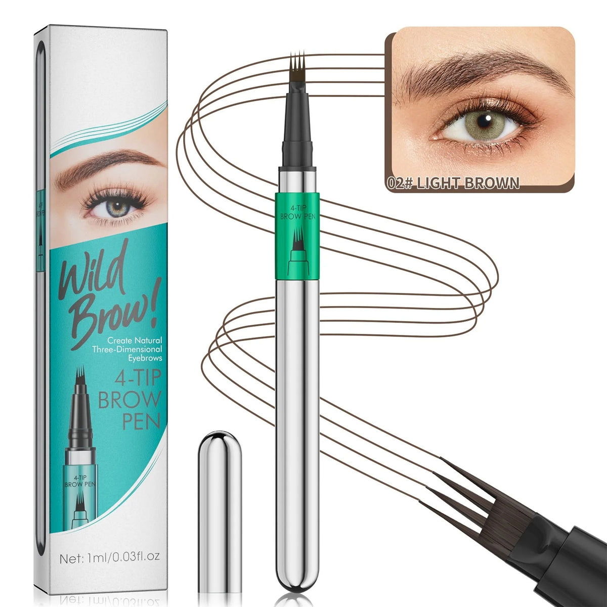 Microblading Eyebrow Pen,Waterproof Eye Brow Pen With 4-Fork-Tip Liquid Brow Pen For Natural Looking Defined - image 11