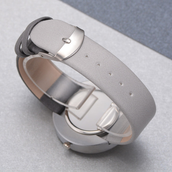 Gray Leather Quartz Watch