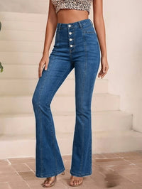 Jeans acampanados retro de tiro alto con botones - image 5