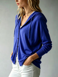 Solid-color Hooded Tencel Knit Cardigan For Women - image 7