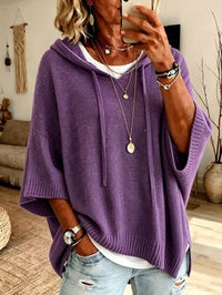 Loose Knit Hooded Pullover with Drawstring - image 6