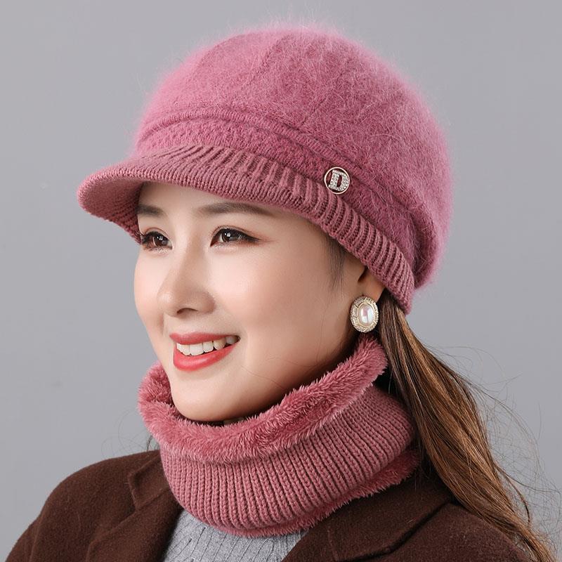 Rabbit Fur Knitted Woolen Cap Women's Autumn Versatile Winter Warm Beanie Hat - image 7