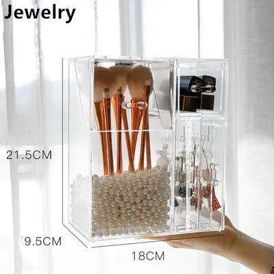 Organizador de brochas de maquillaje transparente con tapa - image 7