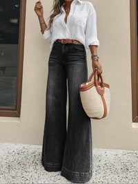 Vintage Washed Black Wide Leg Jeans - image 2