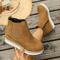 Color Block Pointed Toe Wedge Boots - image 8