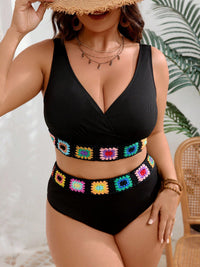 Bikini negro de tiro alto con ribete de crochet, tallas grandes - image 4