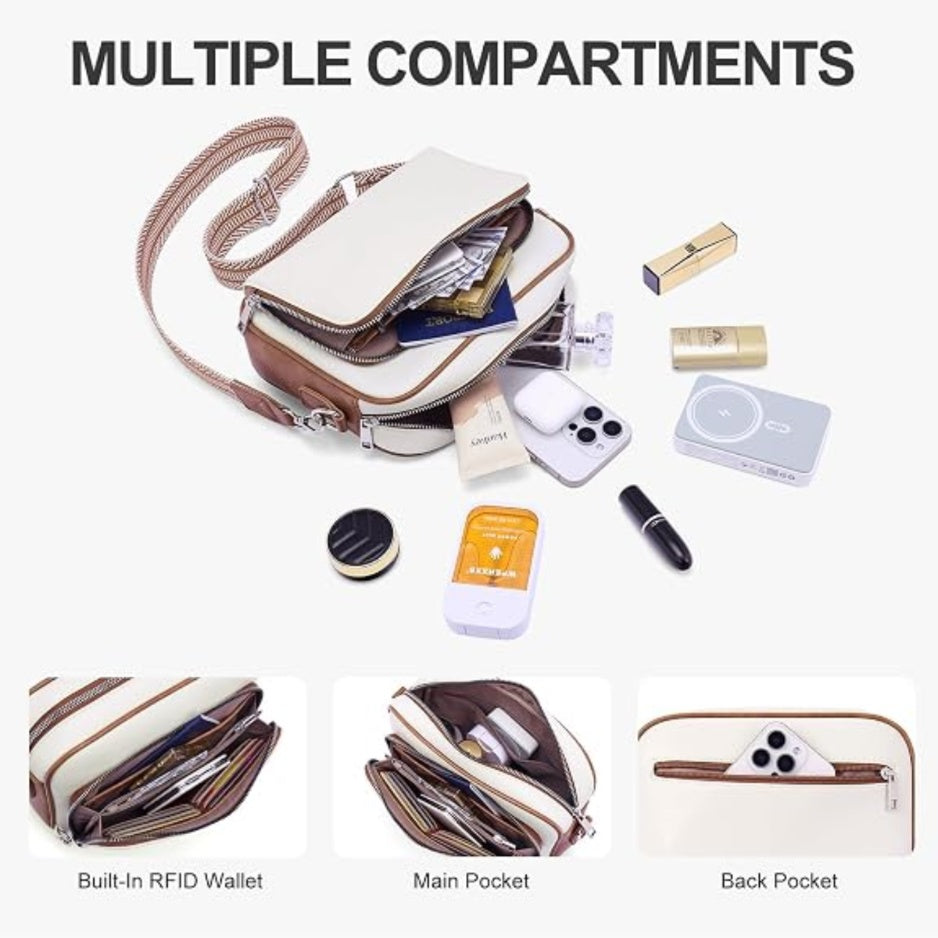 Crossbody Purses For Women Vegan Leather Travel Anti Theft Bags Guitar Strap Shoulder Purse With Built - image 3