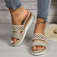 Plus Size Rope Bottom Platform Peep Toe Sandals For Women - image 4