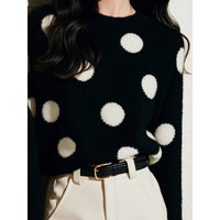 Black Polka Dot Loose Soft Knit Sweater - image 2