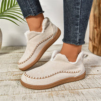 Women's V-Cut Plush Lined Suede Ankle Snow Boots - image 1
