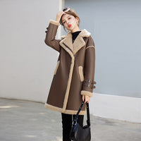Women's Mid-Length Fleece-Lined Casual Coat - image 3