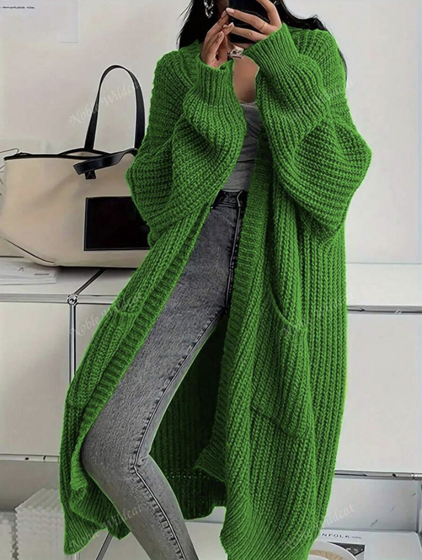 Women's Oversized Chunky Knit Long Cardigan with Pockets - image 3