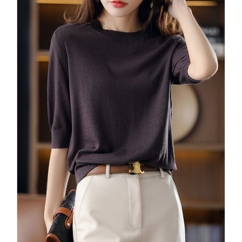 Women's Loose Round Neck Three-Quarter Sleeve Top - image 2