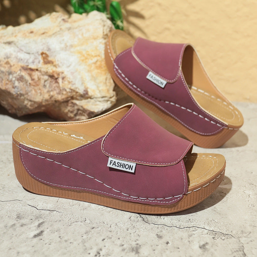 Summer Wedge Slides Slippers Fashion Fish Mouth Thick Bottom Roman Shoes Solid Color Beach Sandals For Women - image 10