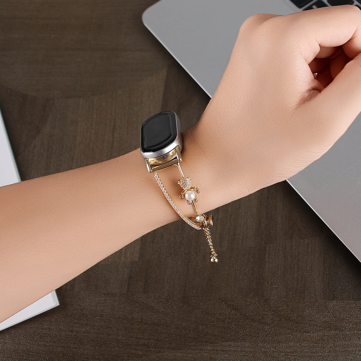Bear Hug Metal Chain Band Compatible with Apple Watch