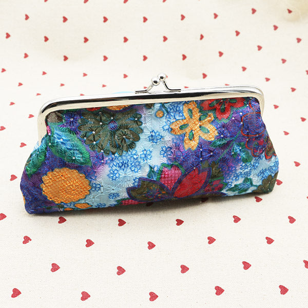 Embroidered Fabric Long Wallet