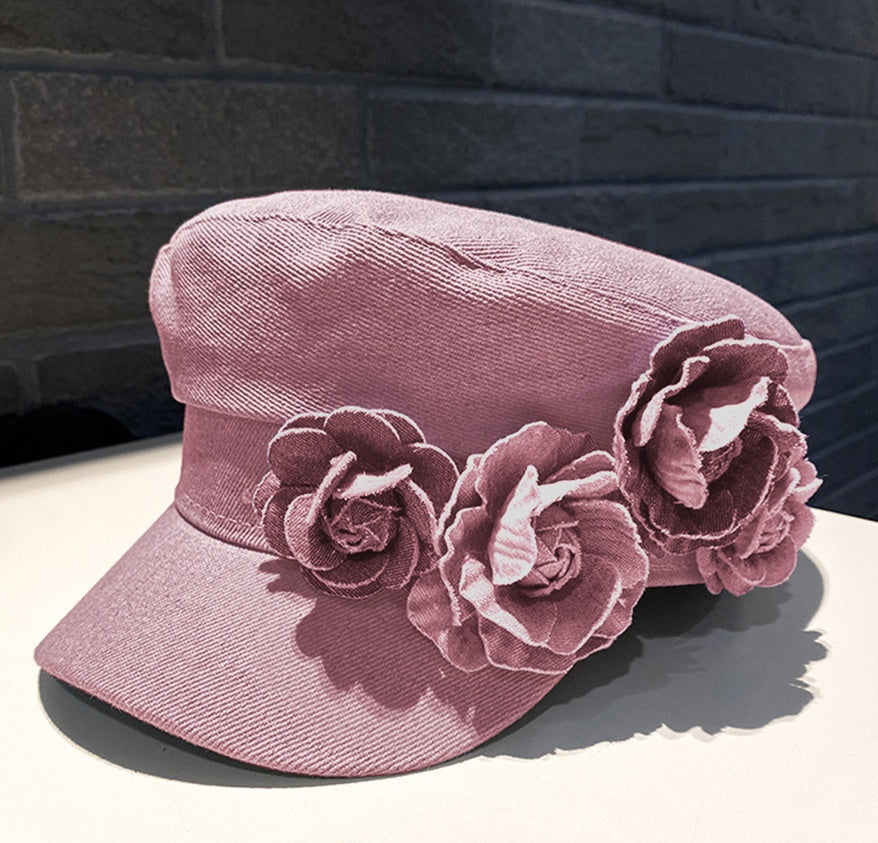 Women's Newsboy Cap with Flowers - image 4