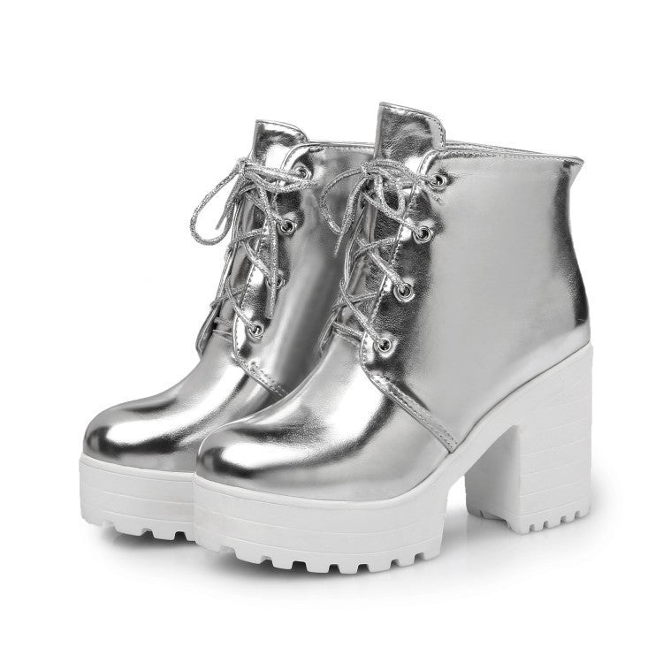 Lace-Up Platform Chunky Heel Combat Boots