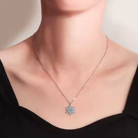 Silver Chain Snowflake Pendant Necklace Made With Austrian Crystals In Silver - image 4