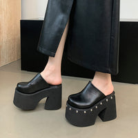 Platform Chunky Heel Closed-Toe Slippers - image 3