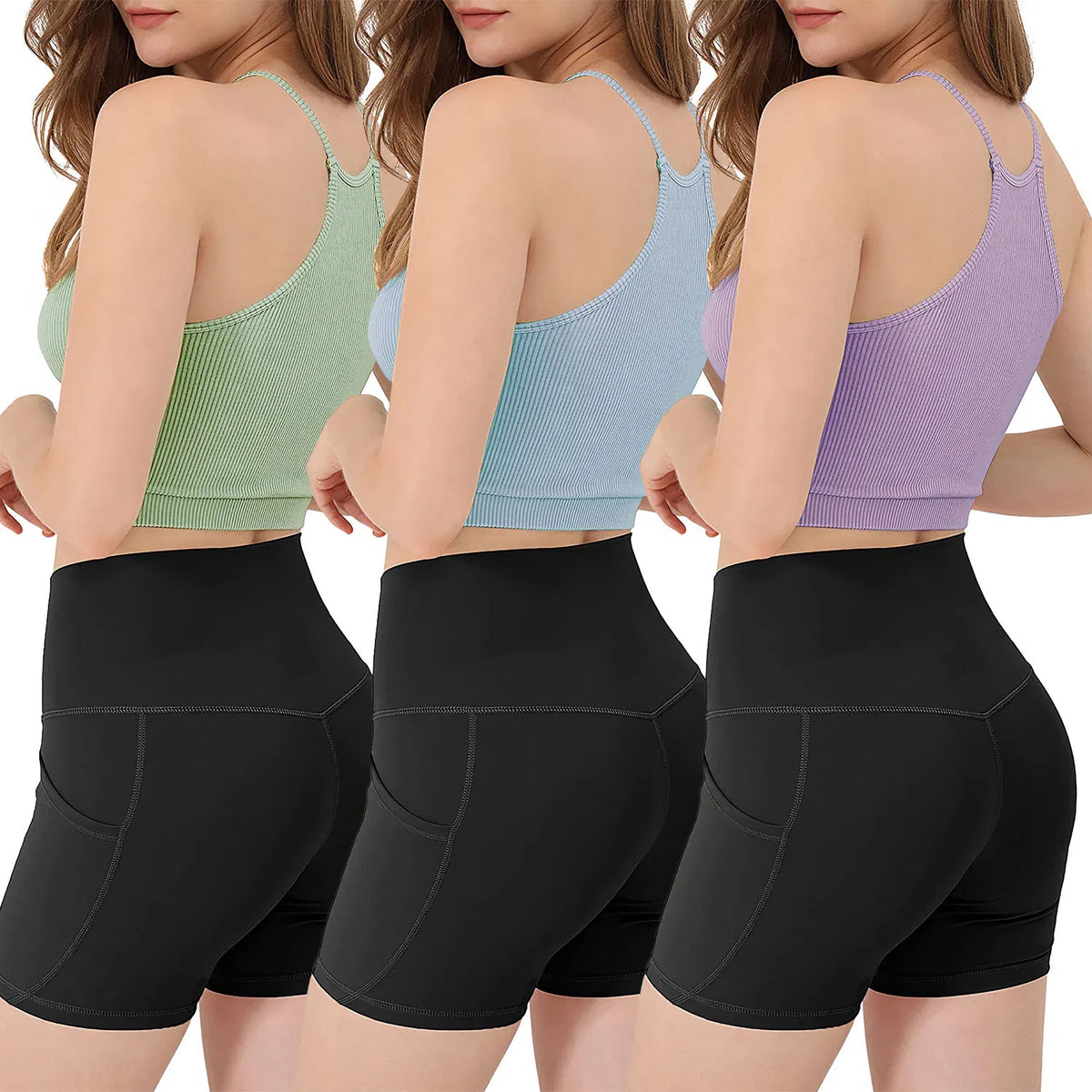 Women's 3 Pack Ribbed Crop Tank Tops, Sleeveless Round Neck Basic Cami Crop Tops - image 9