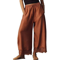 Cropped Bootcut Pants with Lace Panel - image 11