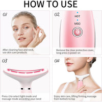 Masajeador facial y de cuello 3 en 1 con calor y vibración, rosa - image 4