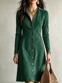 Women's Faux Suede Button Slim Fit Long Dress - image 9