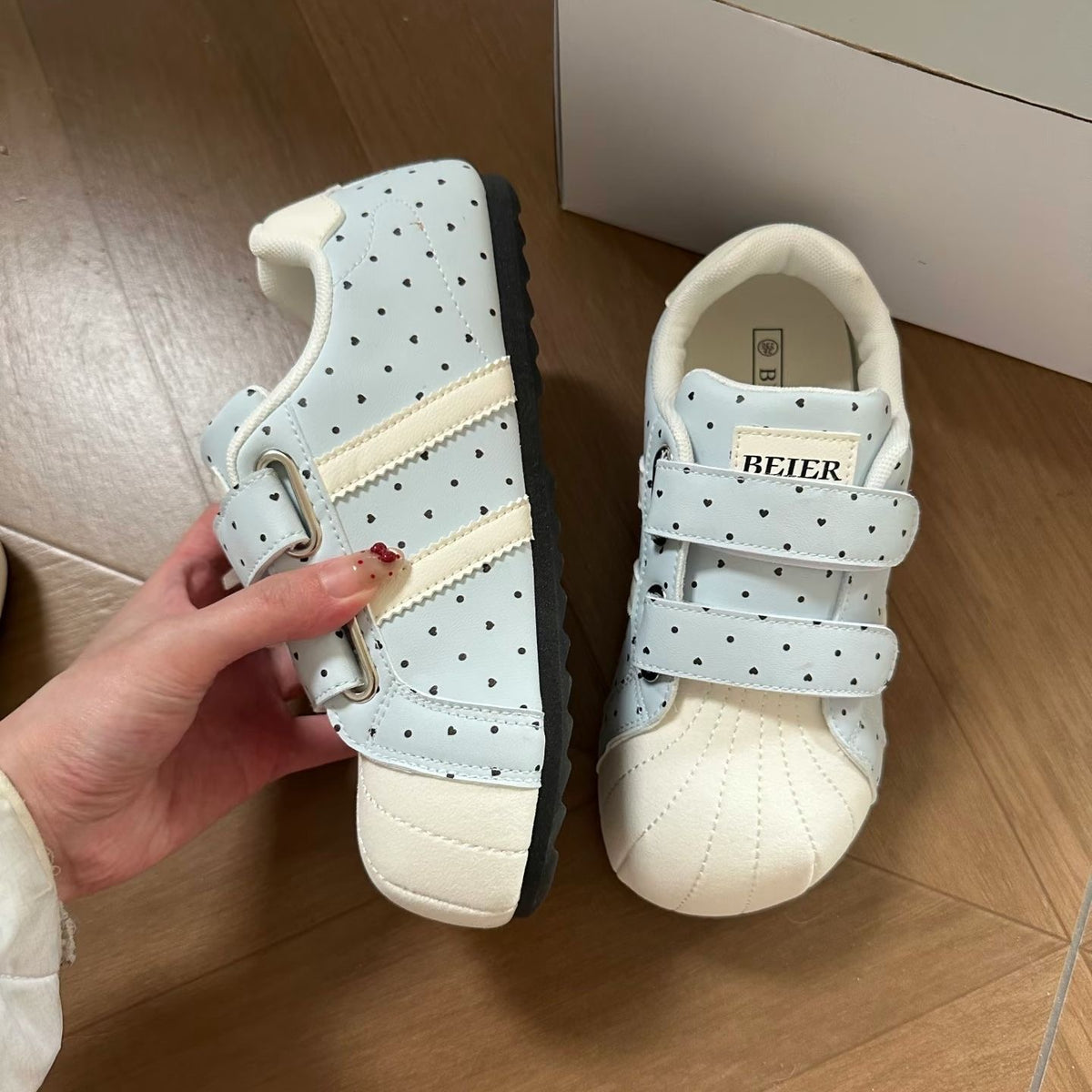 Heart Dot Hook-and-Loop Sneakers - image 3