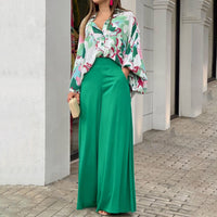 Loose And Elegant Casual Printed Shirt Top Wide Leg Pants Fashion Suit - image 4