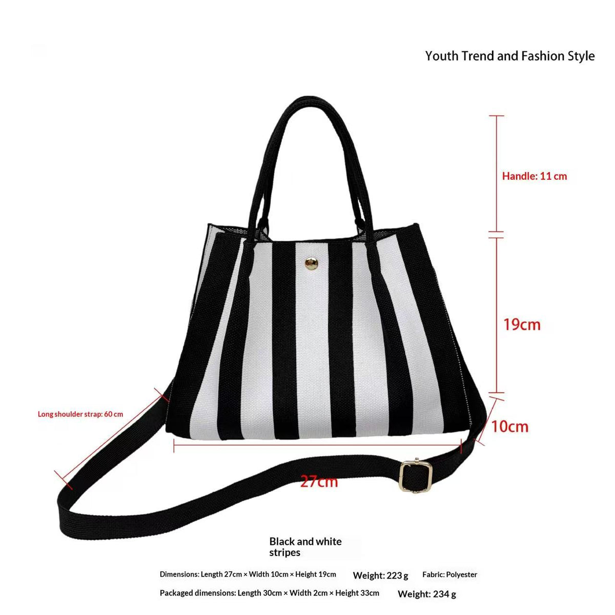 Striped Knit Tote Bag