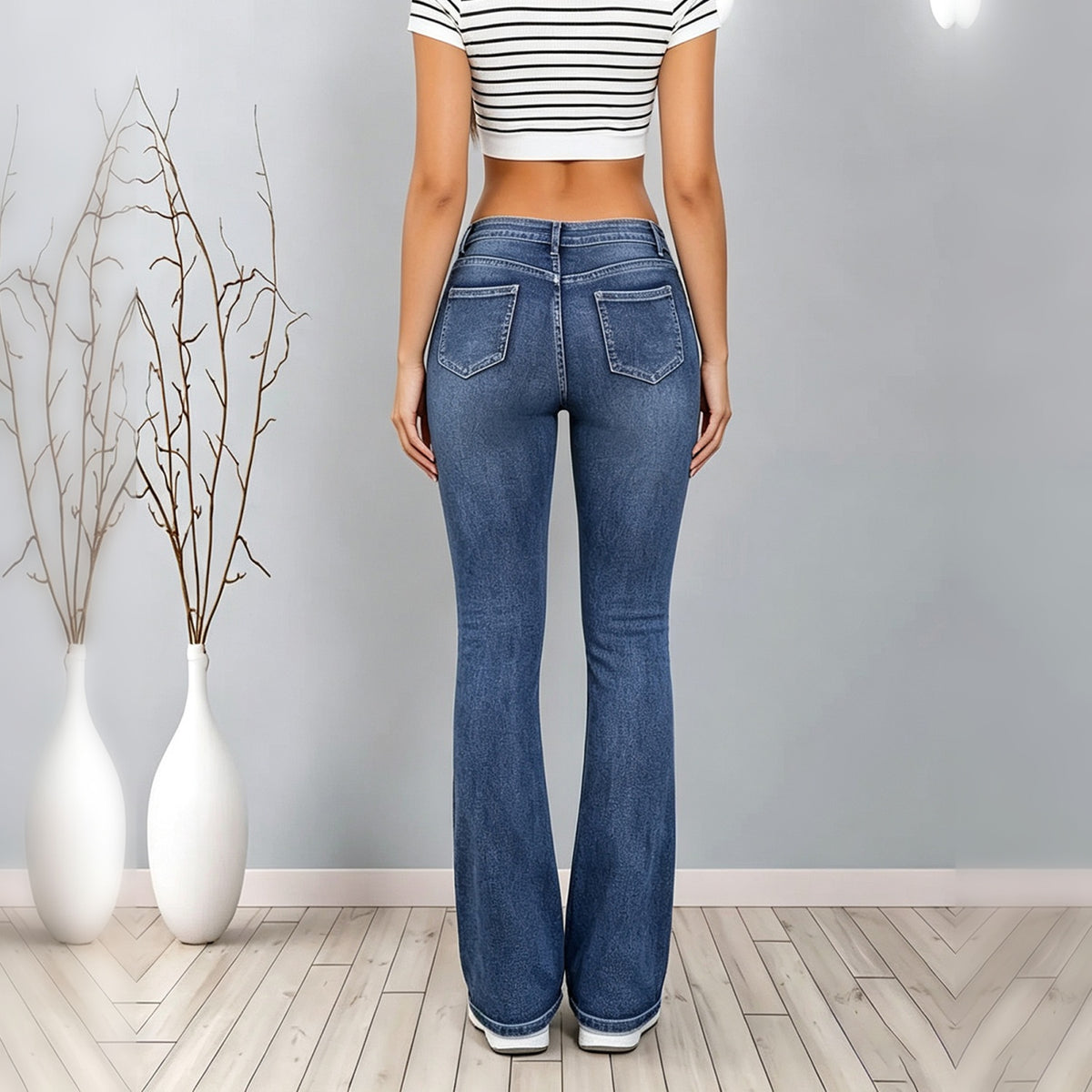 Dark Wash Low-Rise Flare Jeans - image 4