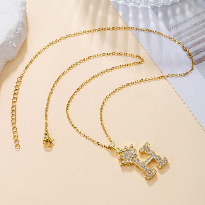 Crown Initial Pendant Necklace