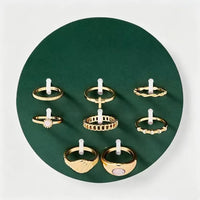 Cross & Sun 8-Piece Gold Ring Set - image 3