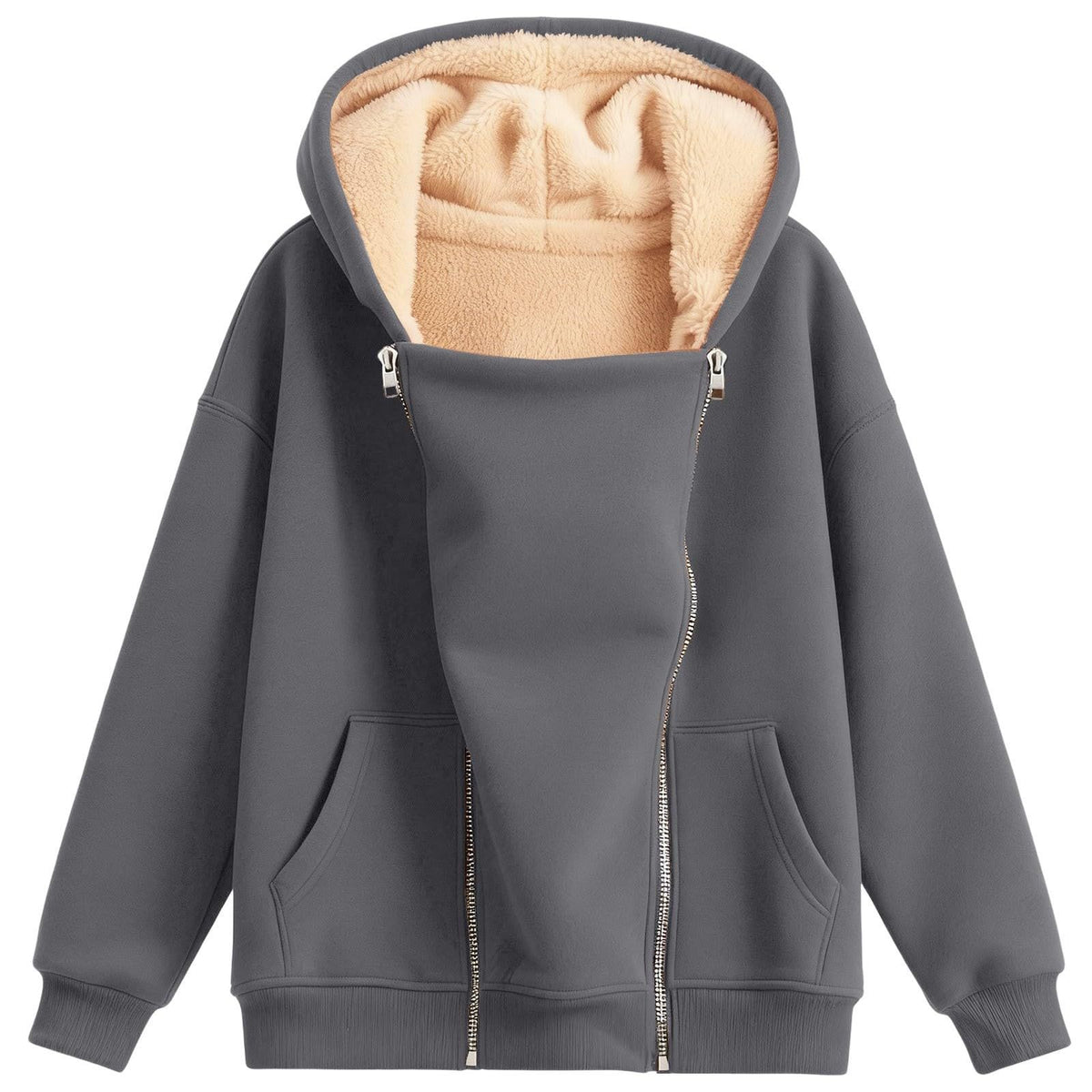 Thick Zip-Up Hoodie with Pockets - image 9