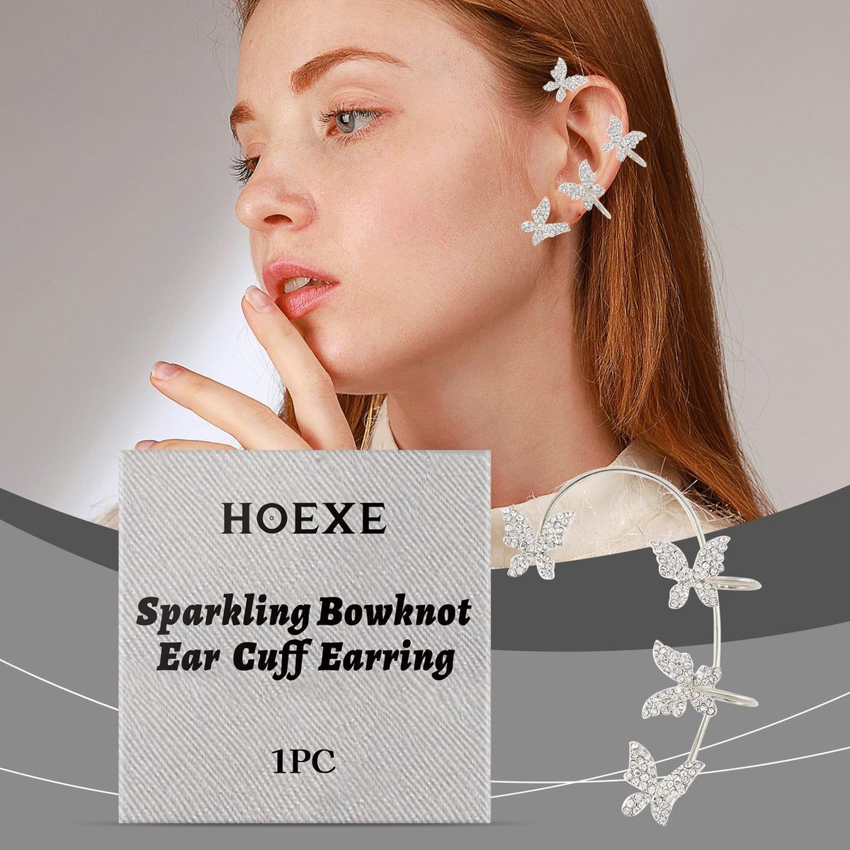 Rhinestone Bow Ear Cuff - image 6