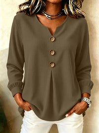 Loose V-Neck Button-Down Casual Top - image 8