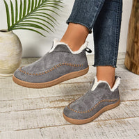 Women's V-Cut Plush Lined Suede Ankle Snow Boots - image 4
