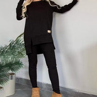 Conjunto de casa de 2 piezas: sudadera con abertura lateral y leggings - image 7