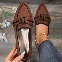 Women's Pointed Toe Bow Knit Flats, Slip-On - image 7