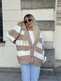 Women's V-Neck Striped Sweater Coat - image 9